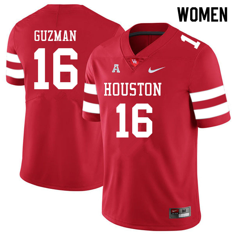Women #16 Noah Guzman Houston Cougars College Football Jerseys Sale-Red - Click Image to Close